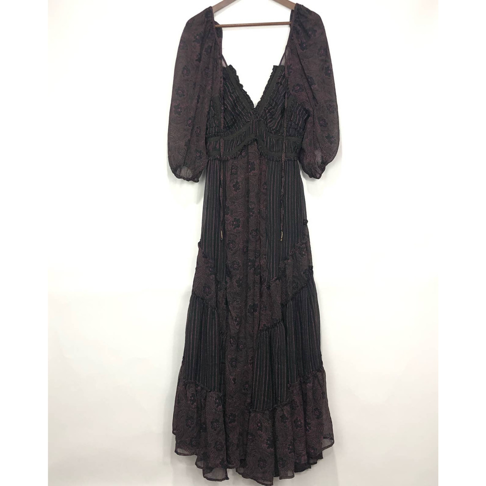 Free People Womens A Jewel Maxi Chiffon Dress Multicolor Size  L - FLAW